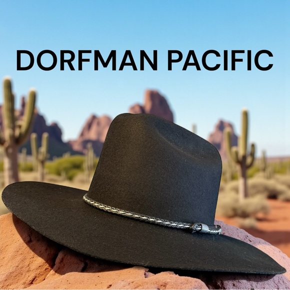 Dorfman Pacific Black Felt Western Hat Braided Band Horsehair Tassel 4” Brim USA - Picture 6 of 9